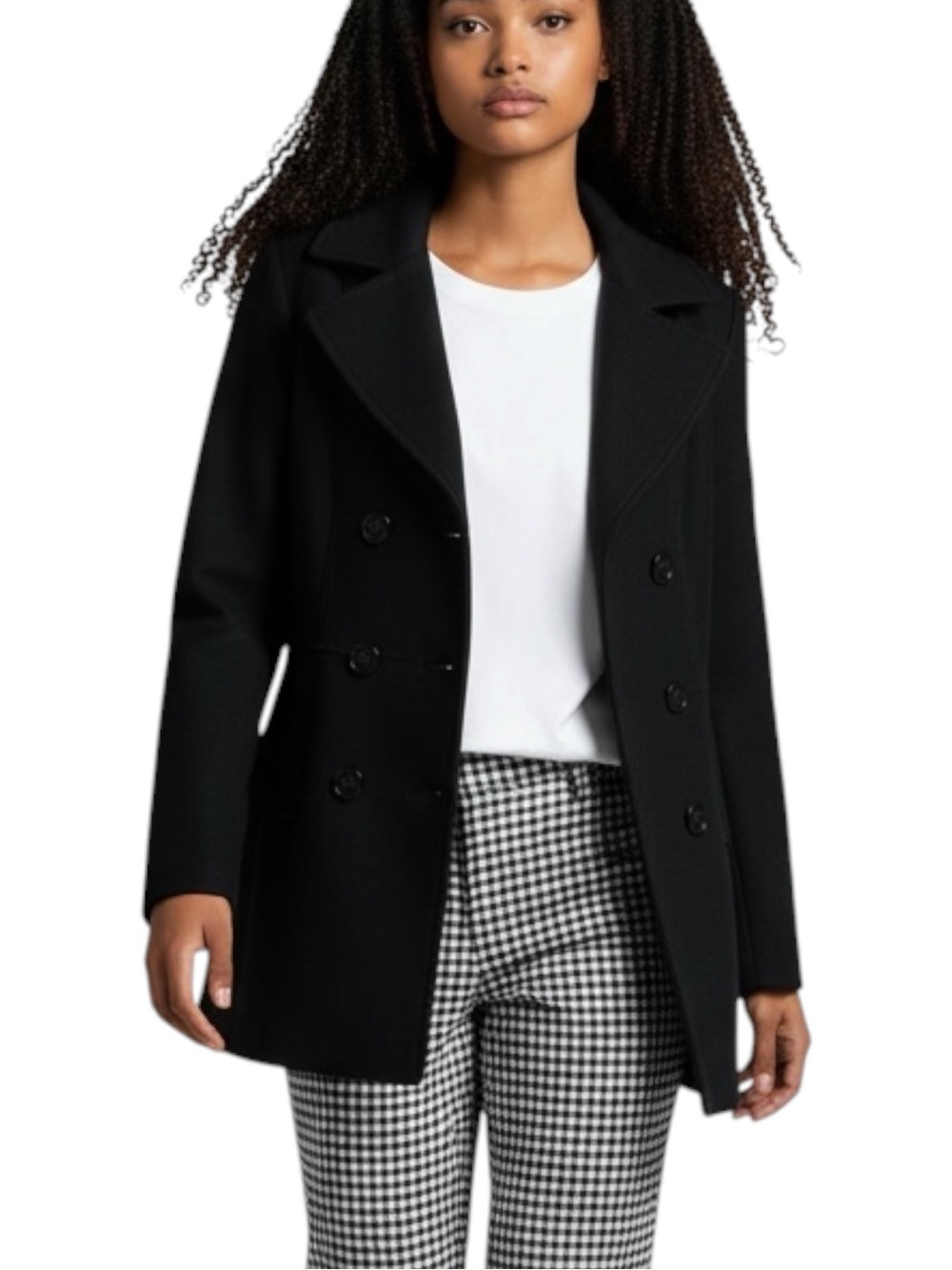 Croft & Barrel Black Wool Blend Double Breasted Coat NWOT Academia Career City